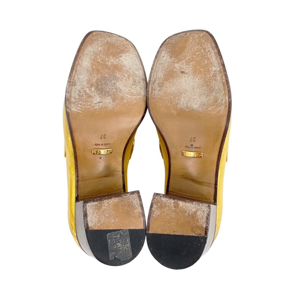 GUCCI Vegas Horsebit Collapsible Heel Metallic Leather Loafer 37 - Picture 10 of 14